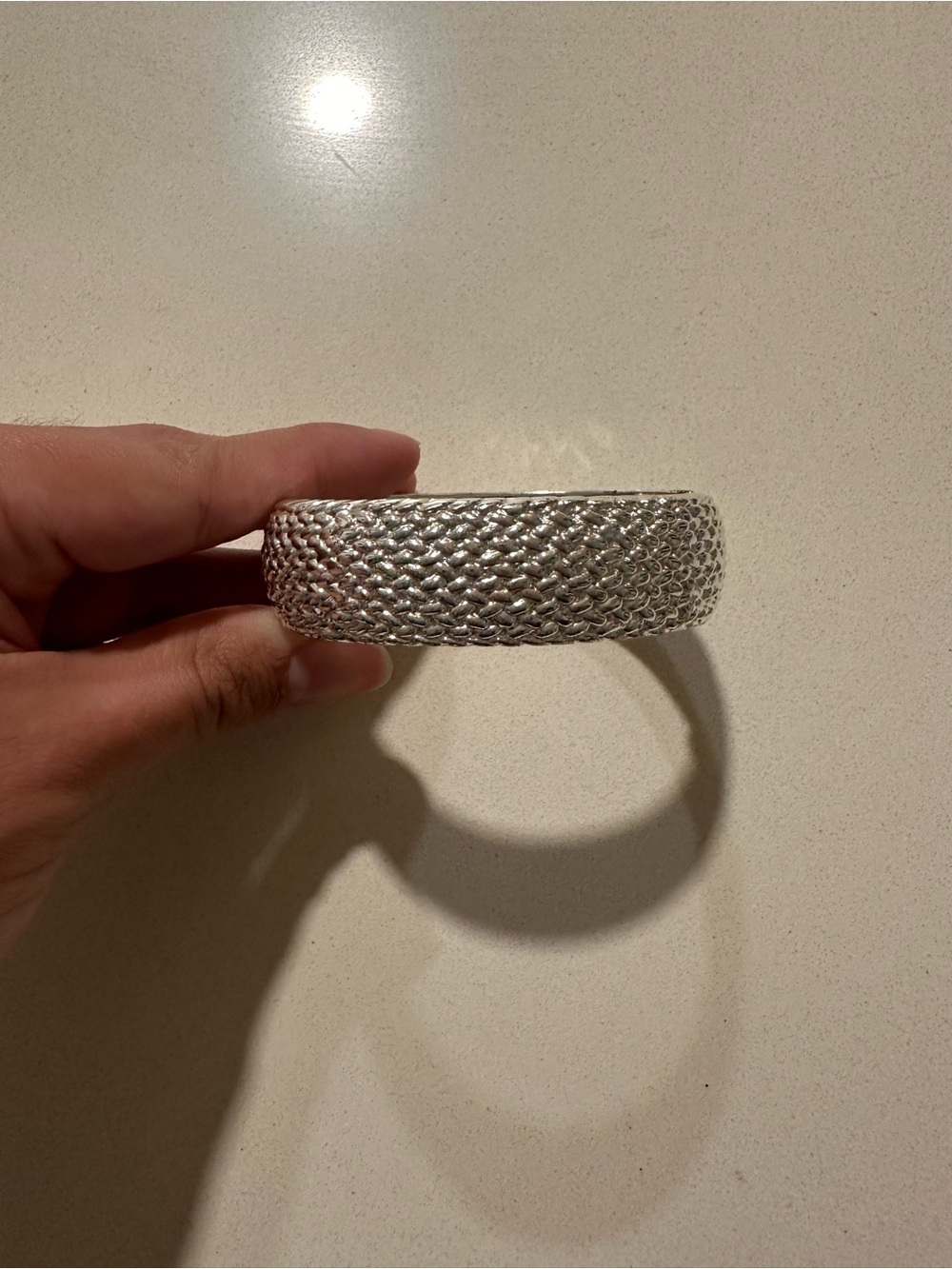 Vintage Silver Woven Mesh Bangle Bracelet